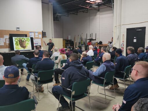 Willie the Beekeeper teaches Rose staff about proper honey bee identification