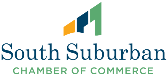 Logos (600 x 600 px) South Suburban Chamber of Commerce logo with a stylized geometric design above the organization’s name in blue and green text, reflecting the local community.